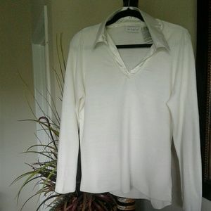 White Stag Cream Sweater with Satin Collar
